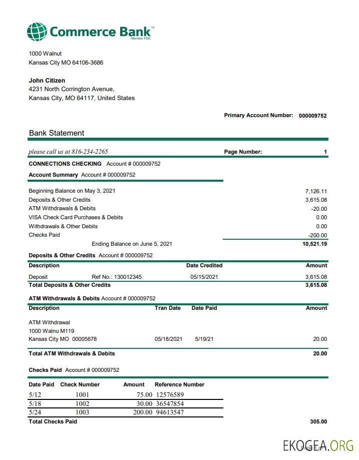 Banque de Commerce des États Unis excel pdf